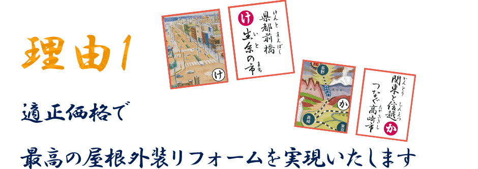 理由1　適正価格で最高の屋根外装リフォームを実現いたします